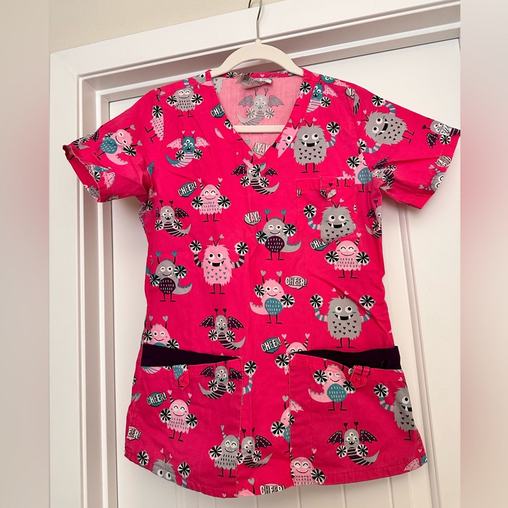 Cute Monster Scrub Top
